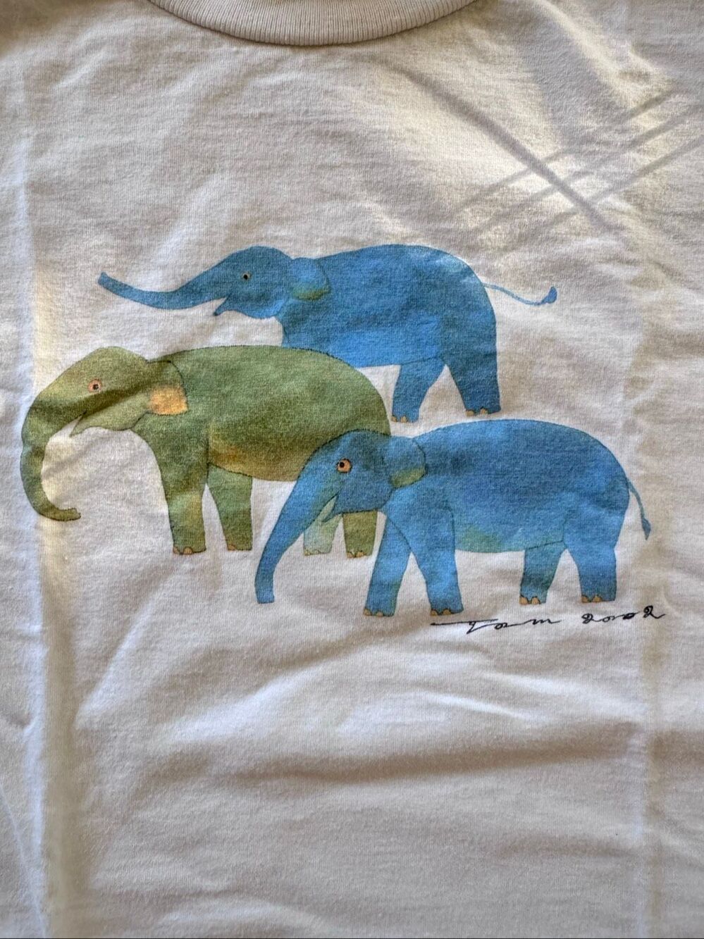 Thai kids unisex size 8 elephant Thailand white short sleeve t-shirt 100% cotton